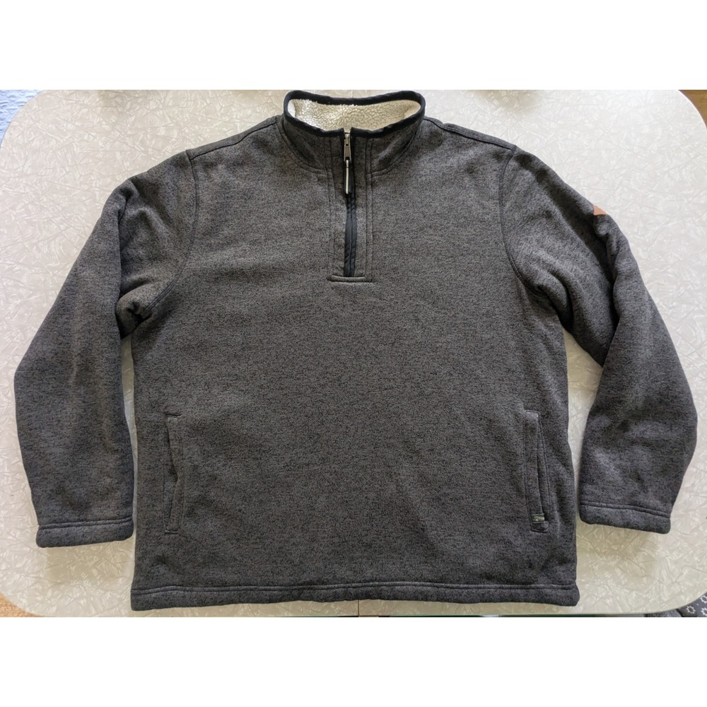 Orvis Mens XXL Gray Sherpa Lined Quarter Zip Sweater Fleece Pullover Jacket